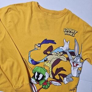 Looney Tunes Long Sleeve T-Shirt Yellow Women's Size Medium